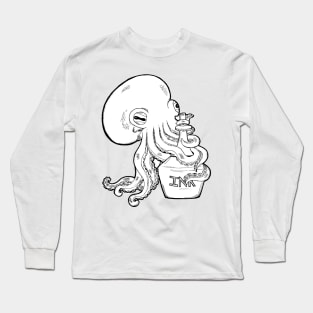 Octopus Holding Ink Bottle Illustration Long Sleeve T-Shirt